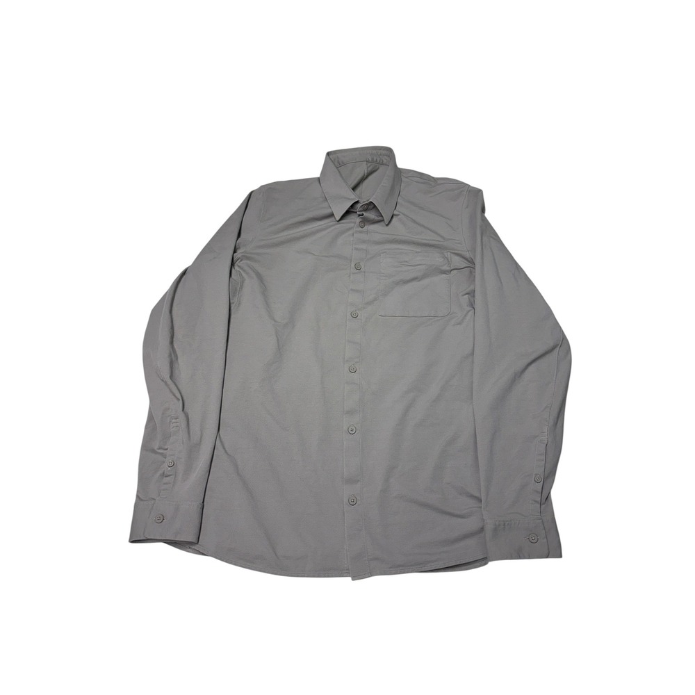 Lululemon Commission Long Sleeve Button Down Shirt Grey Technical Stretch Mens‎